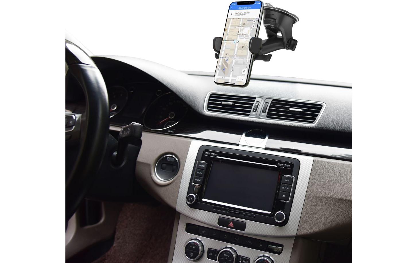 T`nb TB-UHOLDPRO – Auto-Halterung (passiv) – Saugnapf, 360° – Windschutzscheibe/Armaturenbrett – Schwarz