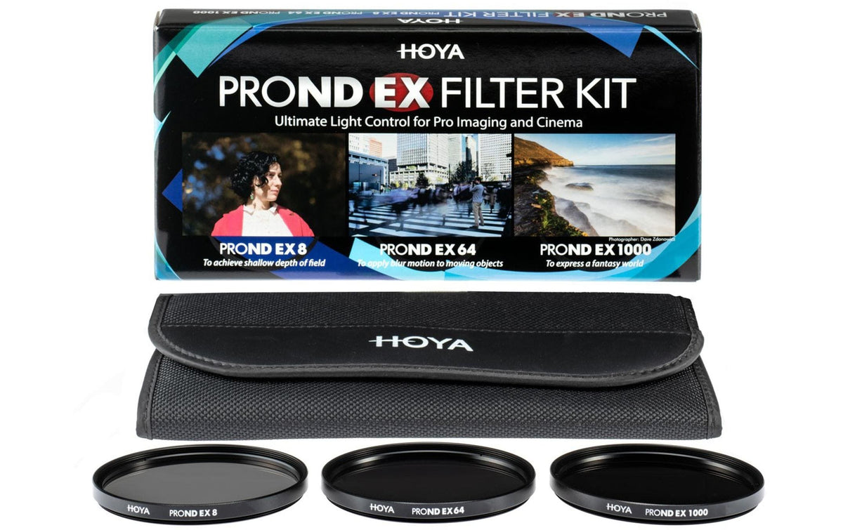 Hoya PRO ND EX Filter-Set 82 mm – ND8/ND64/ND1000, 3–10 Blenden – Aluminium – Schwarz – 3er-Pack