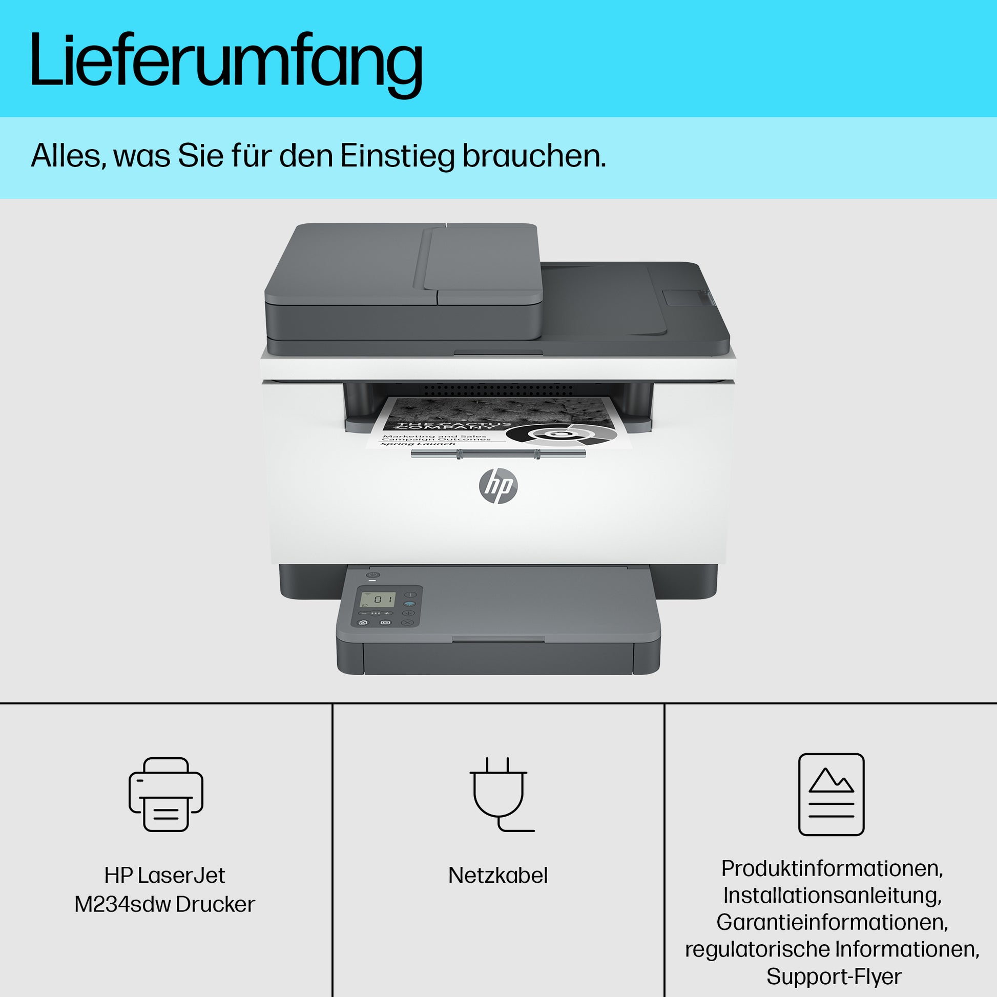 HP Laserjet Mfp M234Sdw Drucker – SW Laser-Multifunktionsdrucker, A4, 3-in-1, Duplex, ADF, WLAN/LAN, AirPrint
