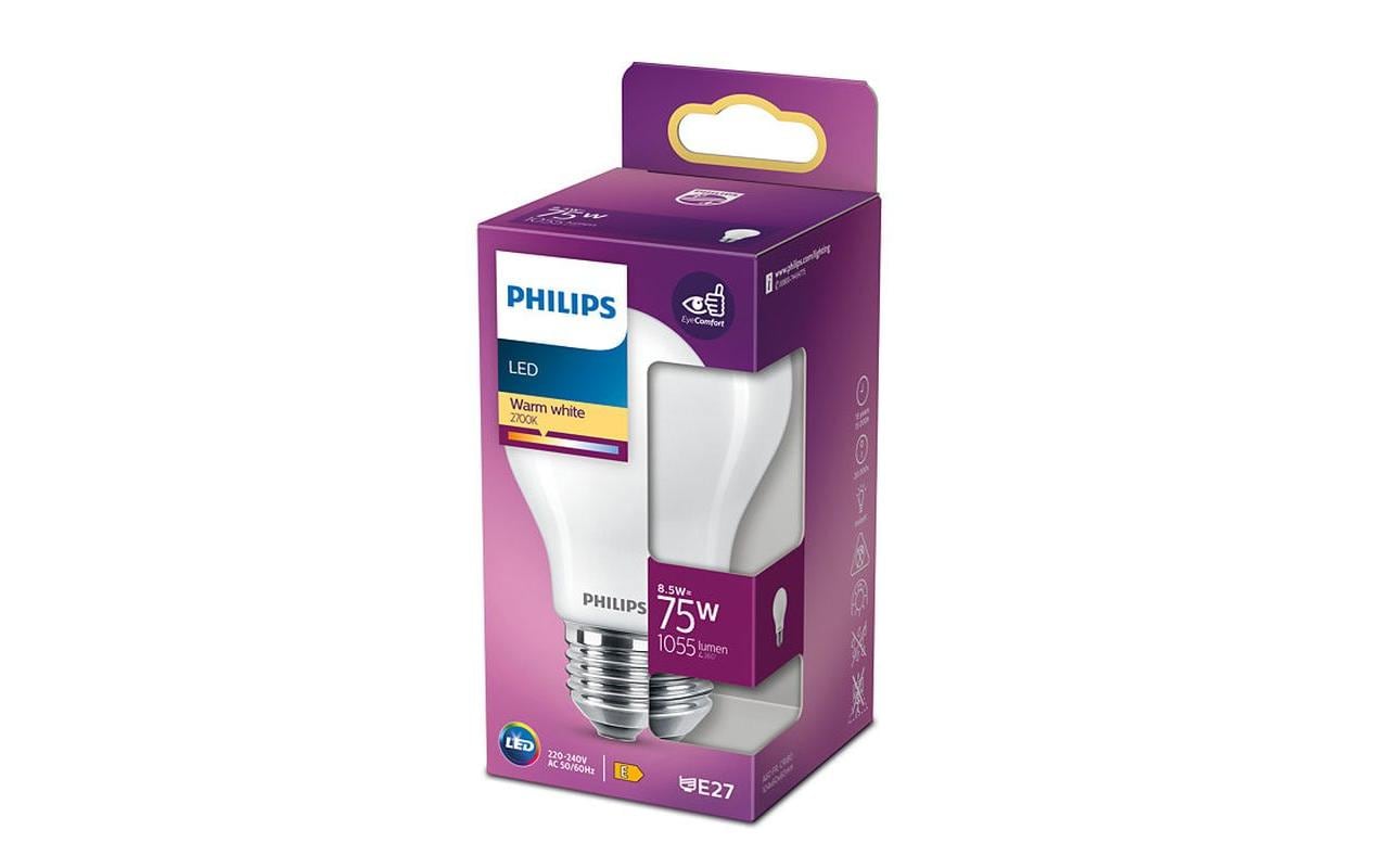 Philips by Signify Philips LED-Leuchtmittel E27 A60 – Warmweiss 2700 K, 1055 lm, 8,5 W – 1 Stk.