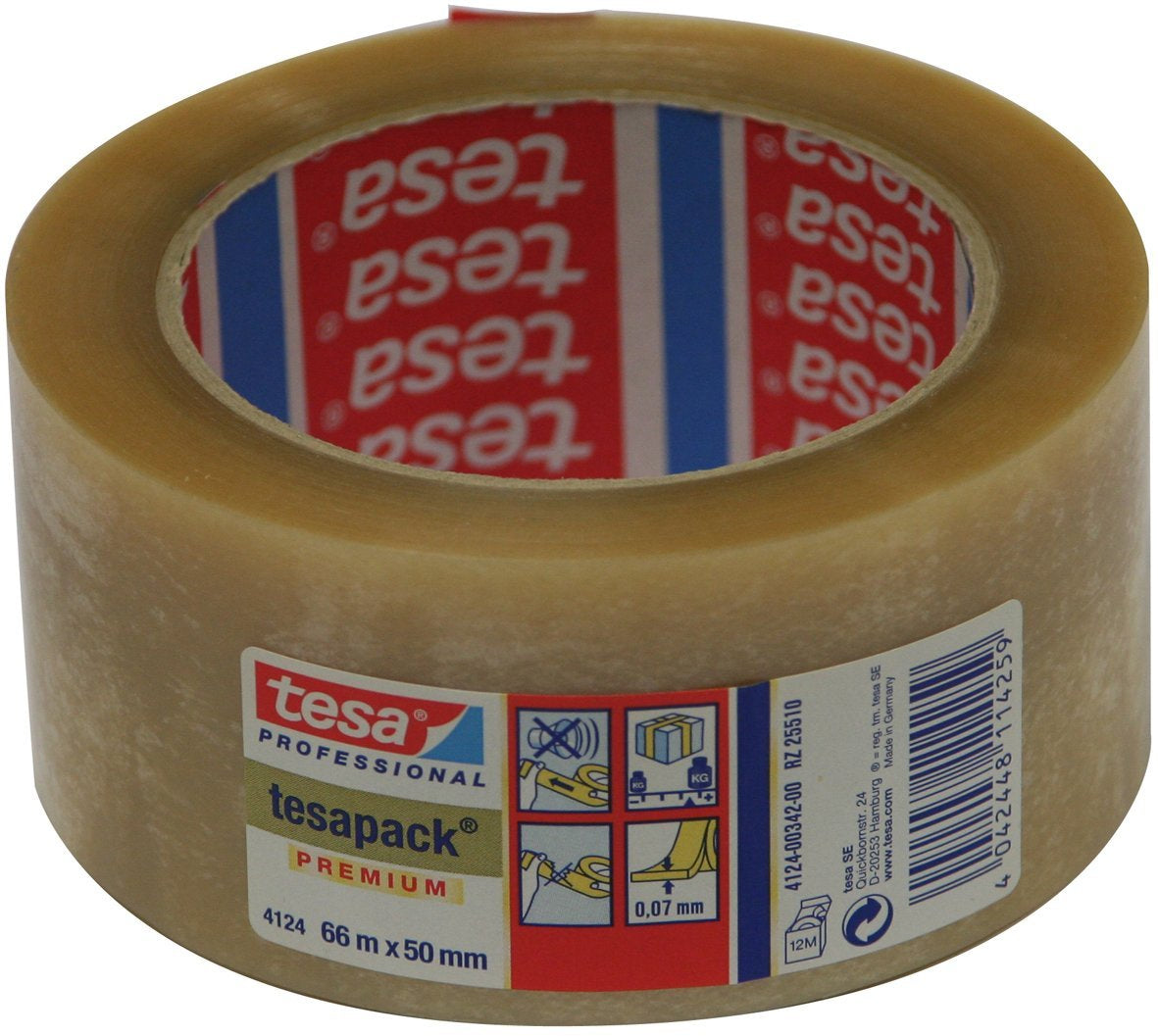 TESA 04124 – Verpackungsklebeband, PVC, Braun, Ultra Stark – 19 mm × 66 m – 1 Stück