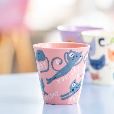 Koziol Becher Nora M Purrs Sunday – 300 ml, Ø 8,9 cm, Kunststoff, Rosa, BPA-frei