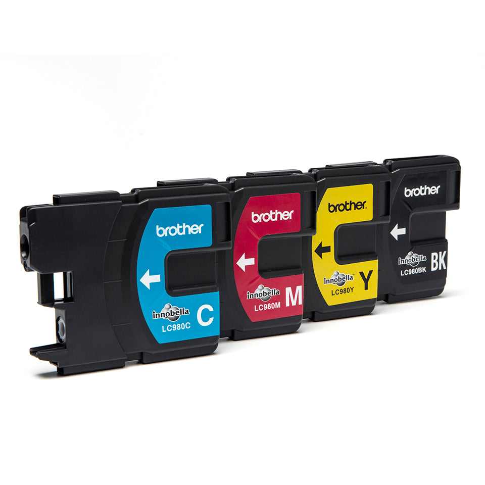 Brother LC980VALBP Tintenpatronen-Multipack, Schwarz/Cyan/Magenta/Gelb (Original) – für DCP-145C/165C/195C …