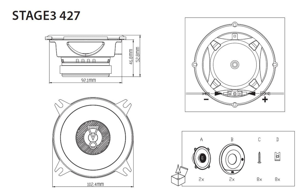 JBL STAGE3 427 – Einbaulautsprecher – 2-Wege, 4,0"