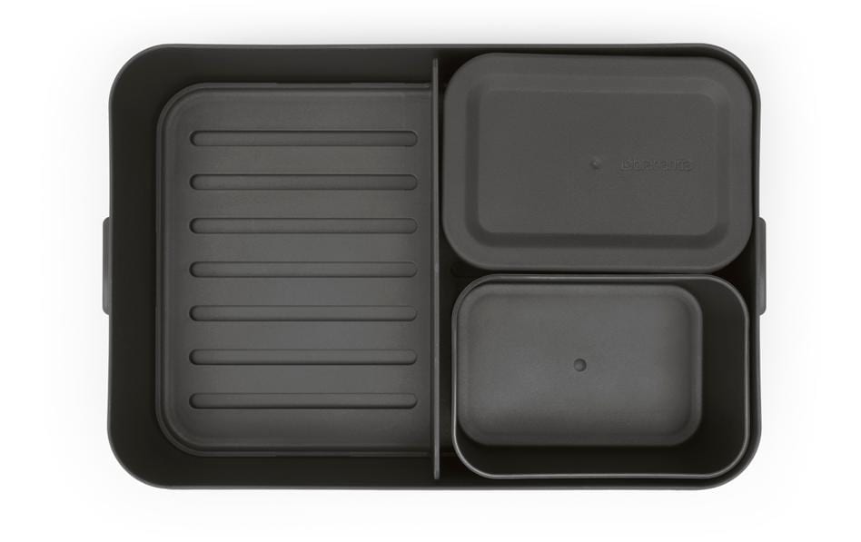 Brabantia Brotdose Make & Take – 2 l, 25,5 × 16,7 × 6,2 cm, Kunststoff, Dunkelgrau, spülmaschinenfest