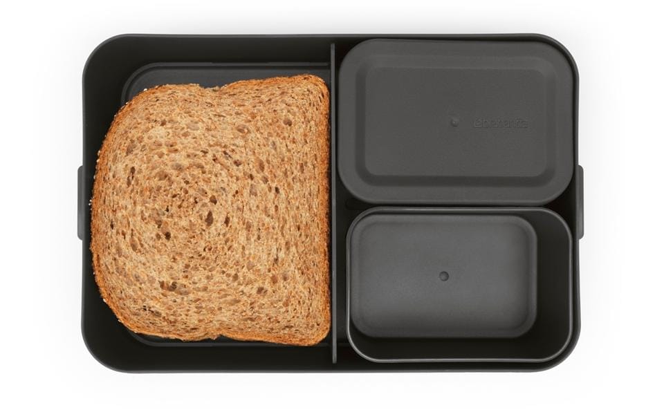 Brabantia Brotdose Make & Take – 2 l, 25,5 × 16,7 × 6,2 cm, Kunststoff, Dunkelgrau, spülmaschinenfest