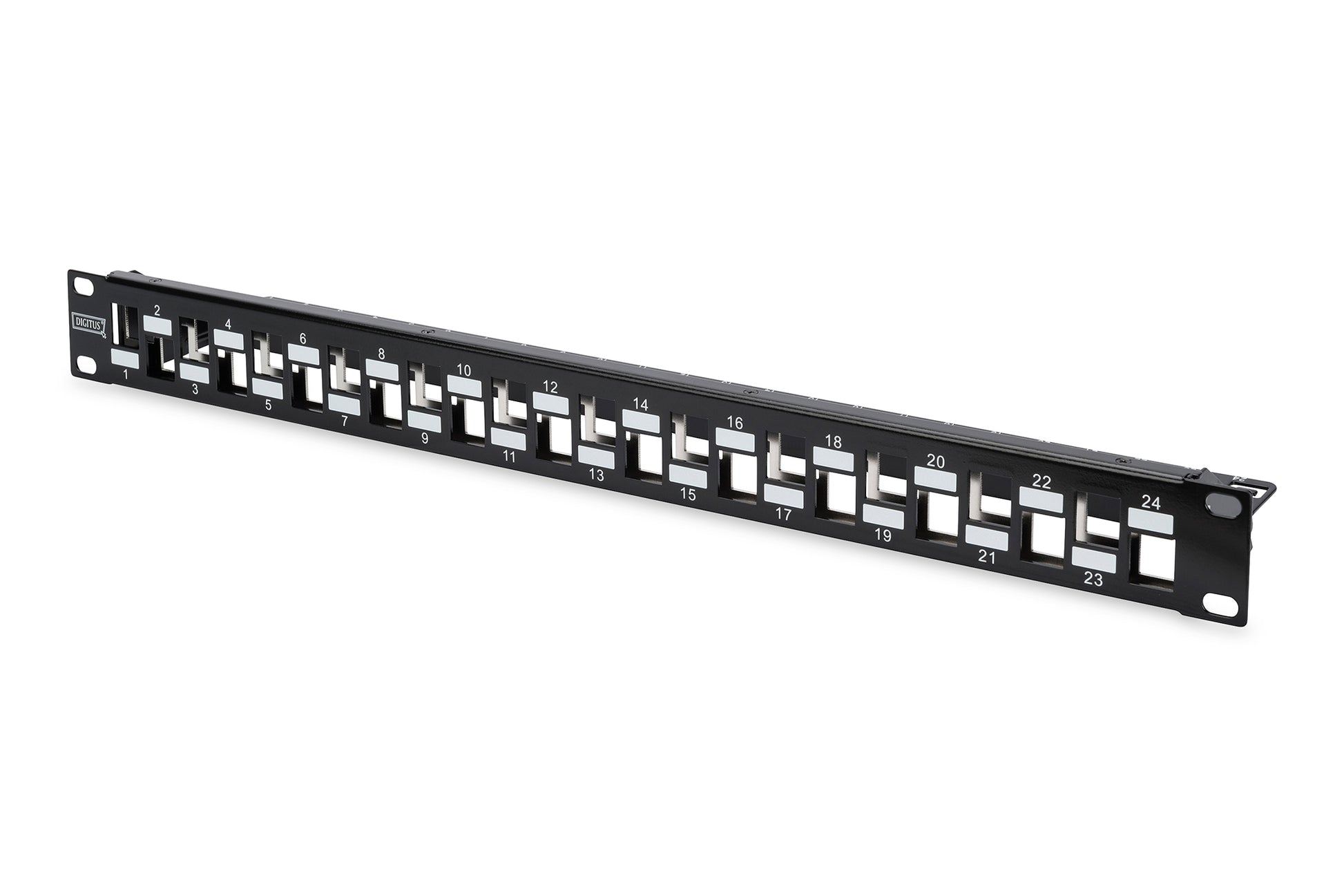 Digitus Modulares Patchpanel – Cat6a, 10G, 24× RJ‑45, 19", Schwarz
