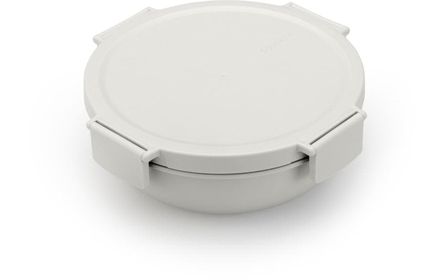 Brabantia Salatschüssel Make & Take – 1,3 l, Ø 21,0 cm, H 7,5 cm, Kunststoff, Hellgrau, mit Deckel