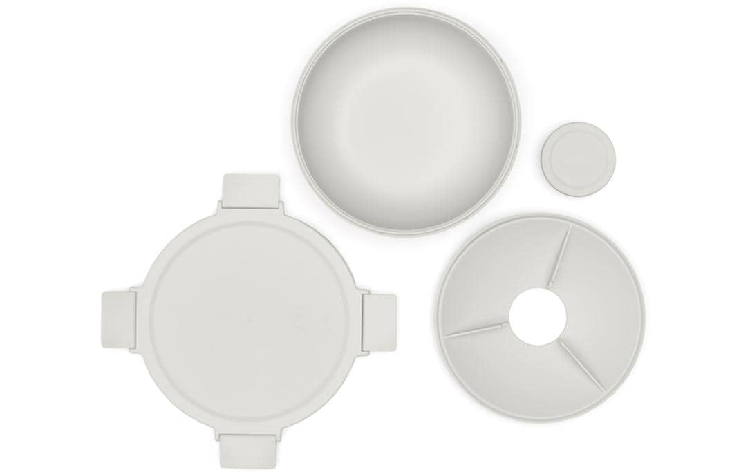 Brabantia Salatschüssel Make & Take – 1,3 l, Ø 21,0 cm, H 7,5 cm, Kunststoff, Hellgrau, mit Deckel