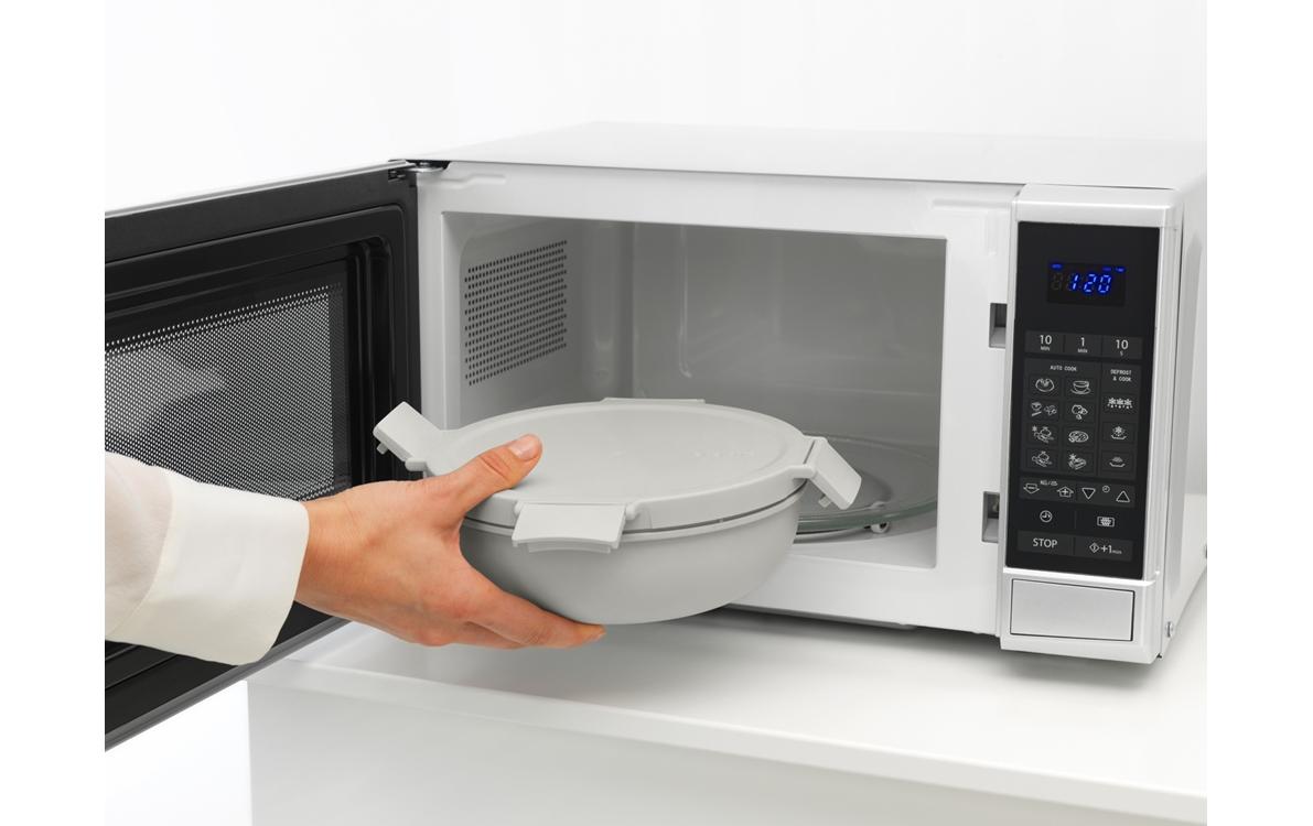 Brabantia Salatschüssel Make & Take – 1,3 l, Ø 21,0 cm, H 7,5 cm, Kunststoff, Hellgrau, mit Deckel