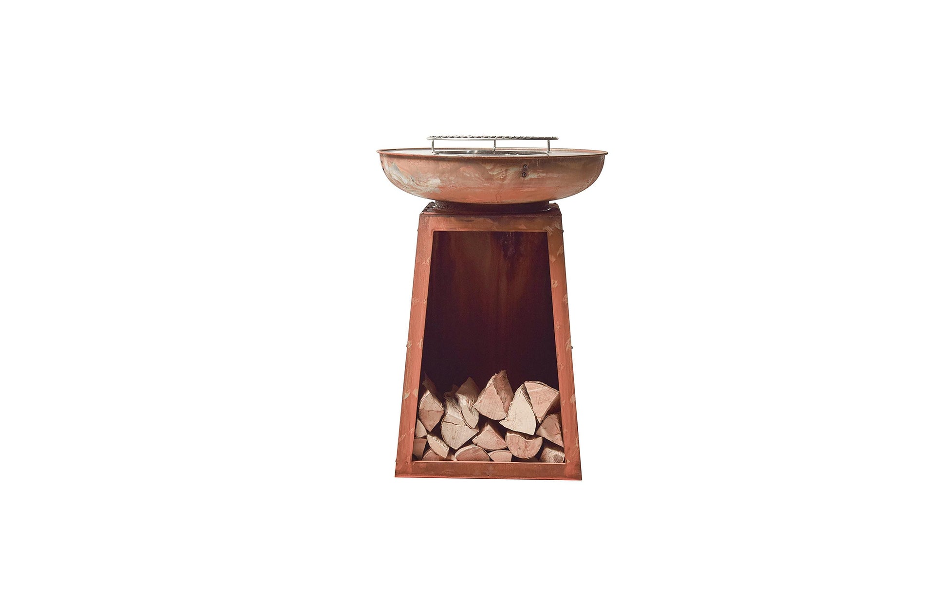 Nouvel Plancha Belize – Ø 75 cm, Höhe 107 cm, Stahl, Grillrost & abnehmbare Platte – rostbraun/edelstahl