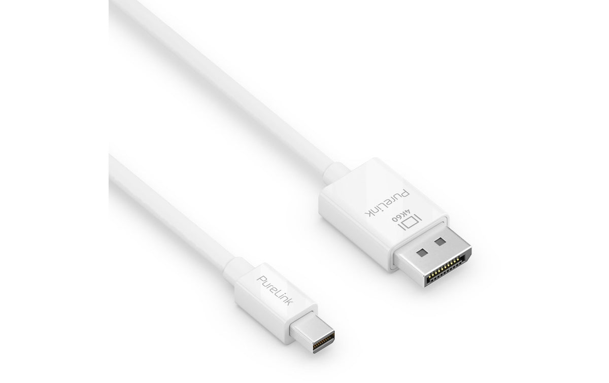 PureLink Mini DisplayPort-zu-DisplayPort-Kabel – 2 m, weiss, 3840×2160, 60 Hz, vergoldet