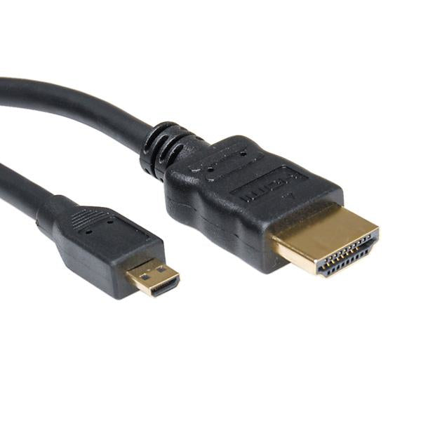 VALUE Micro-HDMI auf HDMI Kabel HDMI High Speed mit Ethernet 4K 30 Hz – 2 m – ARC, Ethernet