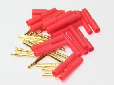 EP Product Stecker/Buchse – 2 mm, vergoldet, 10 Stück, mit Gehäuse, rot