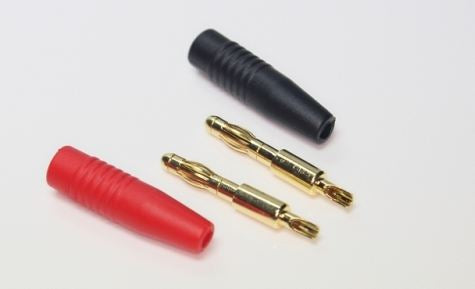 EP Product Bananen-Stecker, vergoldete Kontakte, 2er-Pack, Ø 4 mm – Rot/Schwarz
