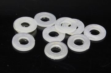 EP Product Unterlegscheibe – Ø 3/7 × 0,9 mm, Nylon, Weiss, 10 Stk.