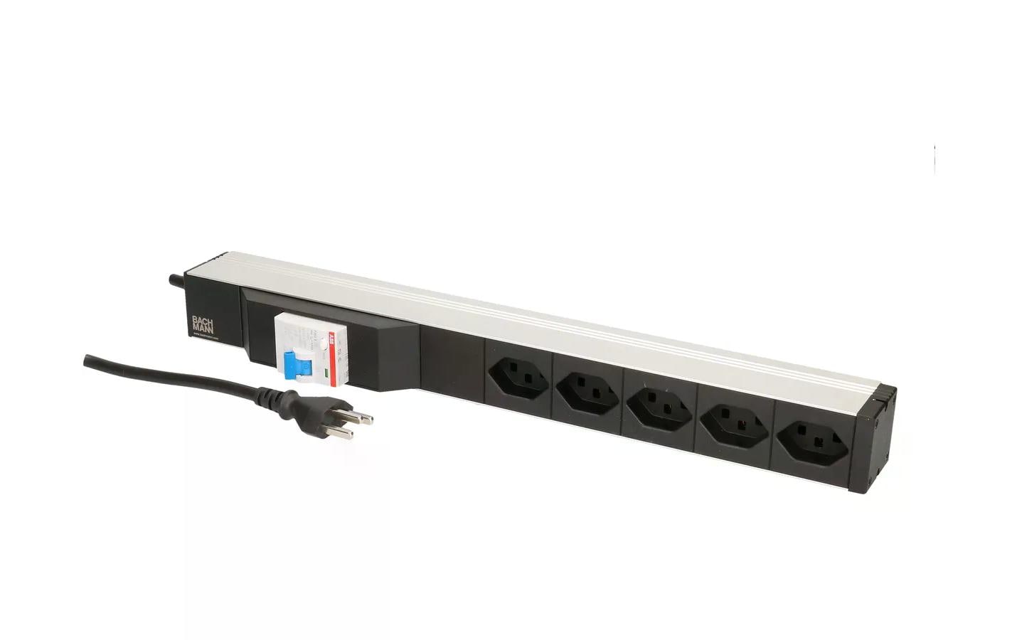 Bachmann PDU ALU Rack-PDU 19" 1U, 5×T23, Eingang T23, 3 m – schwarz