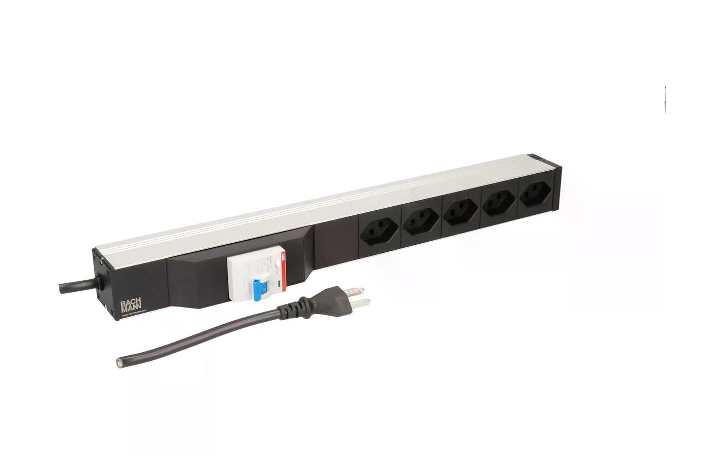 Bachmann PDU ALU Rack-PDU 19" 1U, 5×T23, Eingang T23, 3 m – schwarz