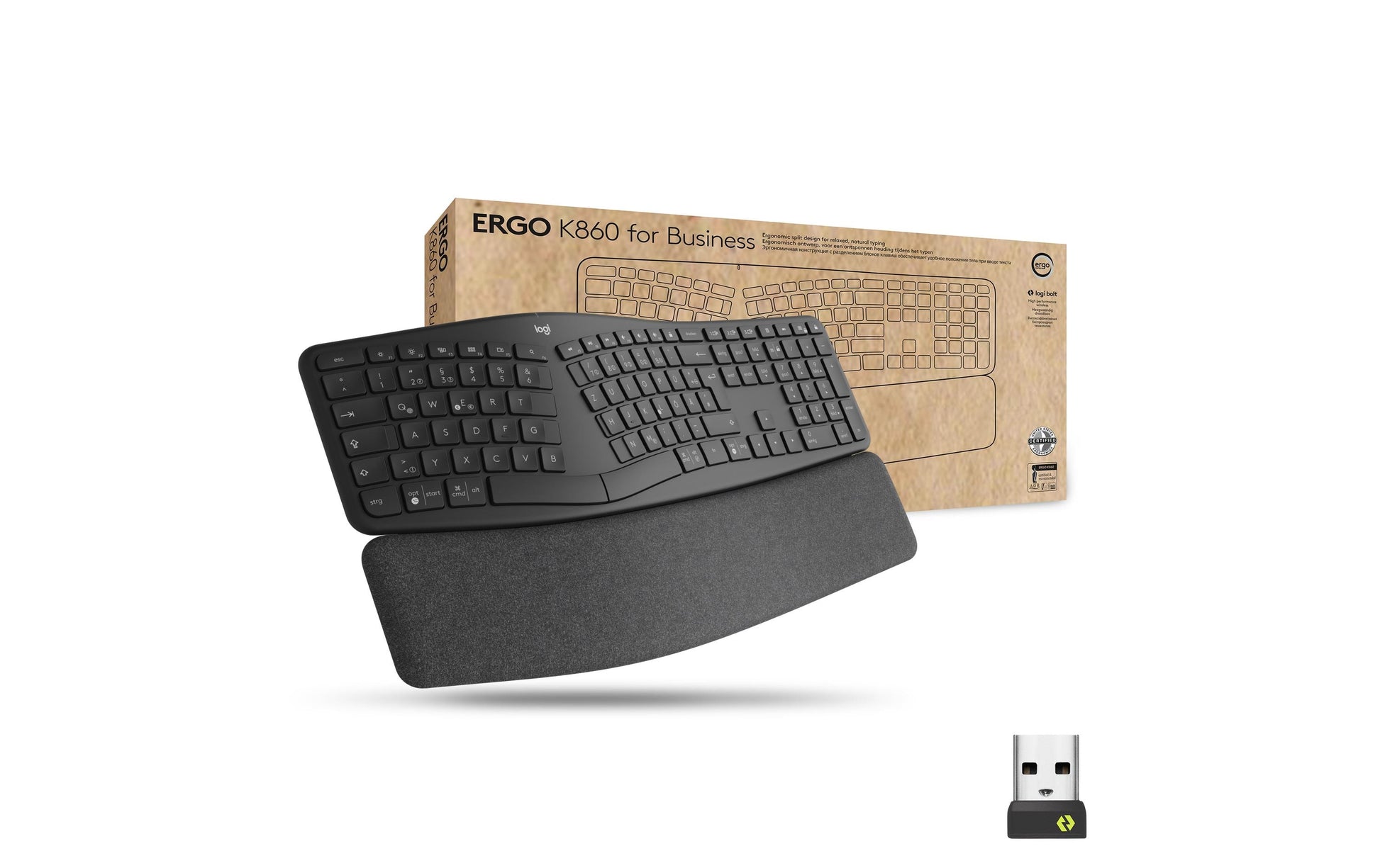 Logitech Ergo K860 – Tastatur, kabellos (Bluetooth/2,4 GHz) – für Windows & macOS