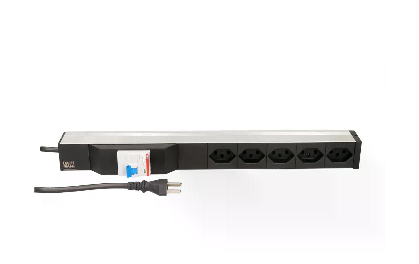 Bachmann PDU ALU Rack-PDU 19" 1U, 5×T23, Eingang T23, 3 m – schwarz