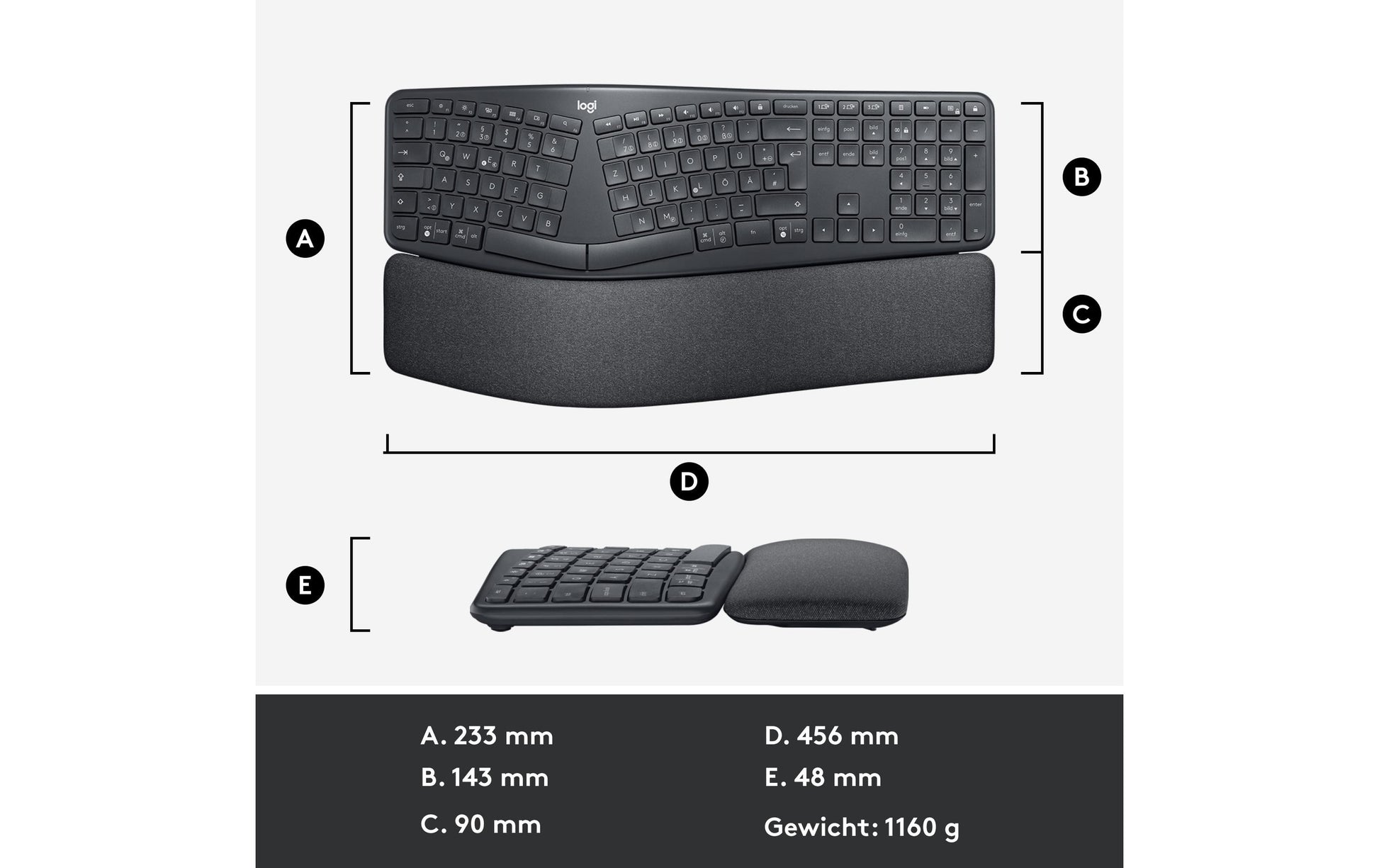 Logitech Ergo K860 – Tastatur, kabellos (Bluetooth/2,4 GHz) – für Windows & macOS