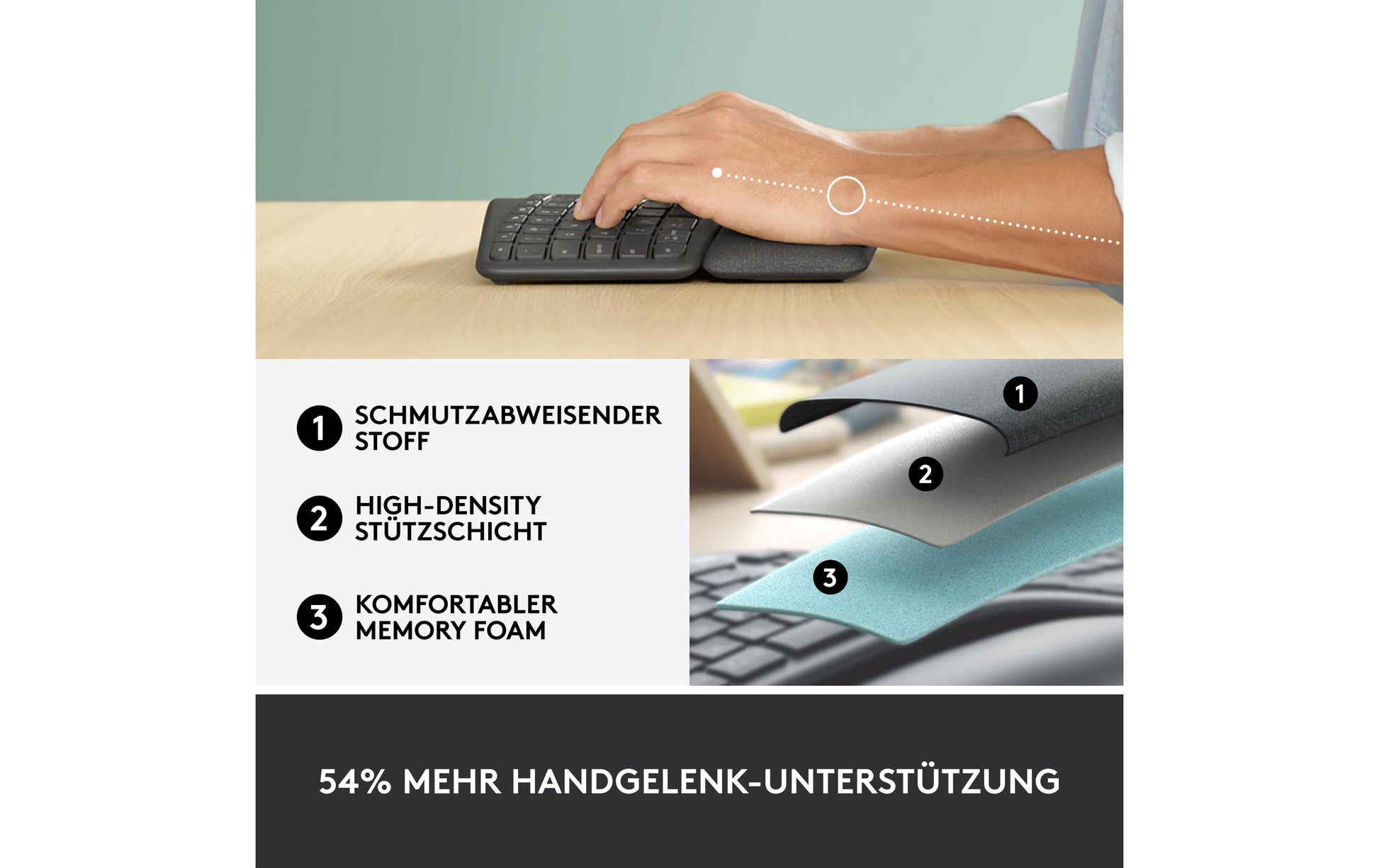 Logitech Ergo K860 – Tastatur, kabellos (Bluetooth/2,4 GHz) – für Windows & macOS