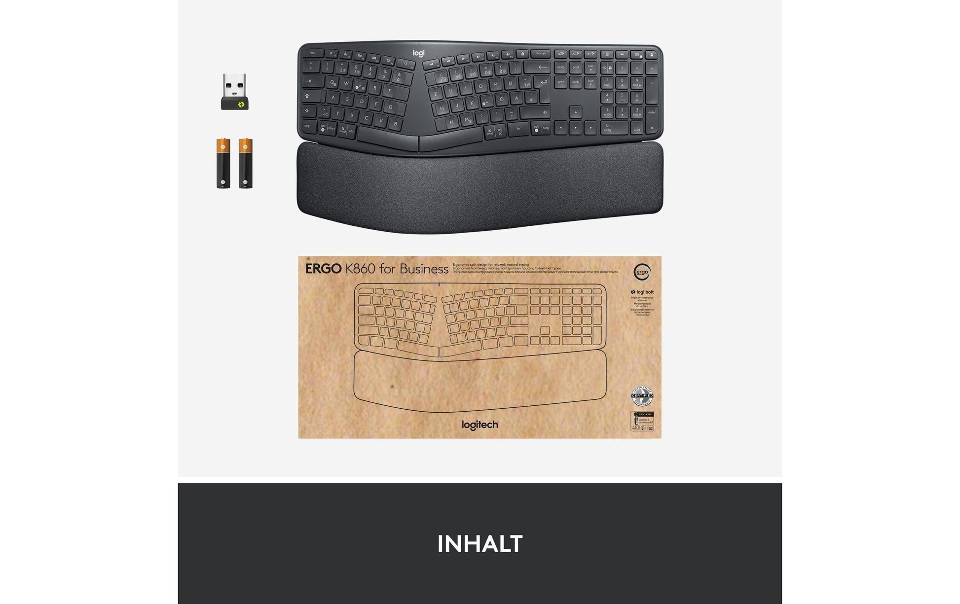 Logitech Ergo K860 – Tastatur, kabellos (Bluetooth/2,4 GHz) – für Windows & macOS