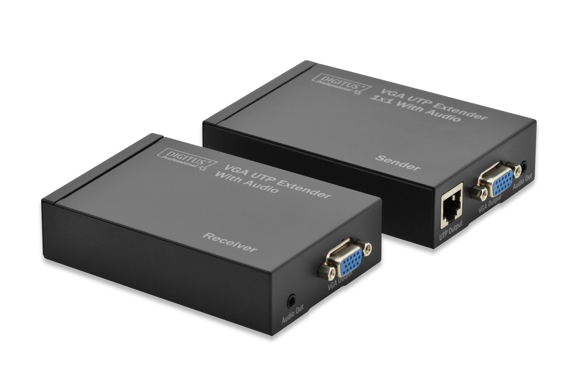 Digitus AV-Sender & Empfänger – 1920×1200, 300 m, Cat5, VGA (D-Sub), 3,5 mm – Schwarz