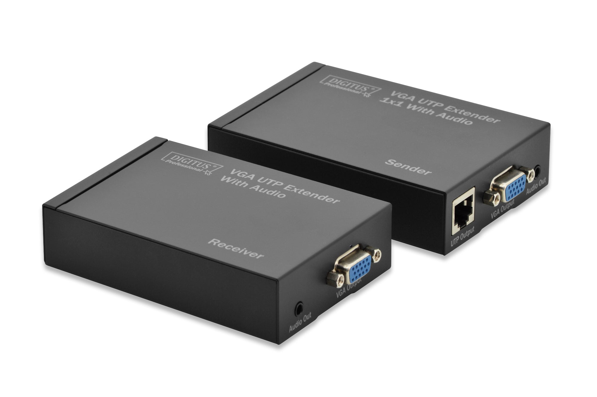 Digitus AV-Sender & Empfänger – 1920×1200, 300 m, Cat5, VGA (D-Sub), 3,5 mm – Schwarz