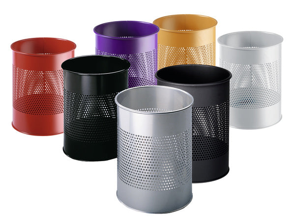 Durable Papierkorb – 15 l – Metall, Silber – Ø 260 × H 315 mm