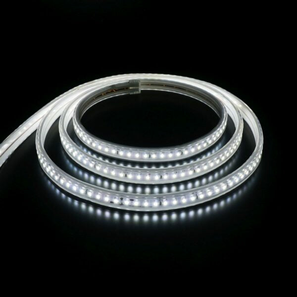 Elbro LED-Streifen Aussen – 50 m – 15'200 lm, 250 W – Kaltweiss, 4000 K – IP65 – Netzbetrieb – Transparent