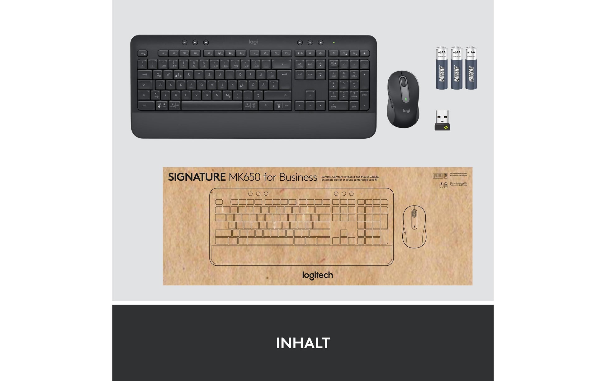 Logitech MK650 für Business – Tastatur, CH-Layout (DE-CH), Grau