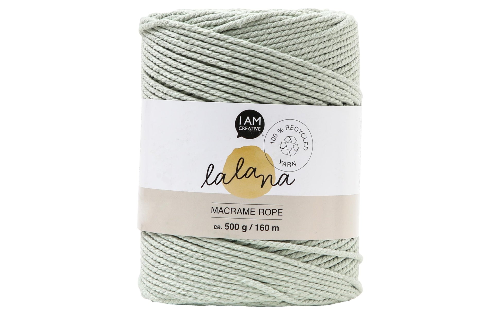 lalana Makramee-Kordel Graugrün – Ø 2 mm, 500 g, 160 m, 80% Baumwolle/20% Polyester
