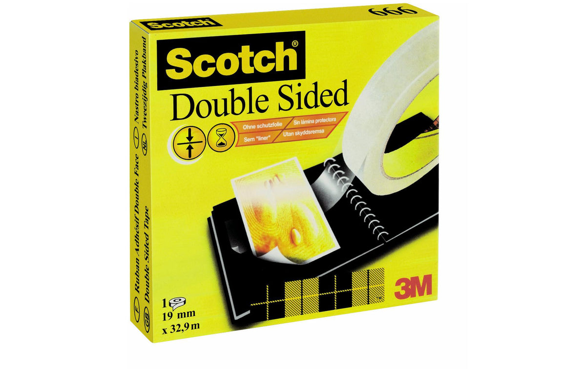Scotch Doppelseitiges Klebeband – 19 mm × 33 m, Transparent, 1 Rolle