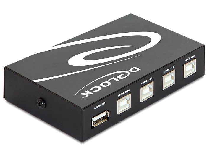 DeLOCK 87634 – 4-Port USB 2.0 Switchbox – manuell, 4× USB-B → 1× USB-A
