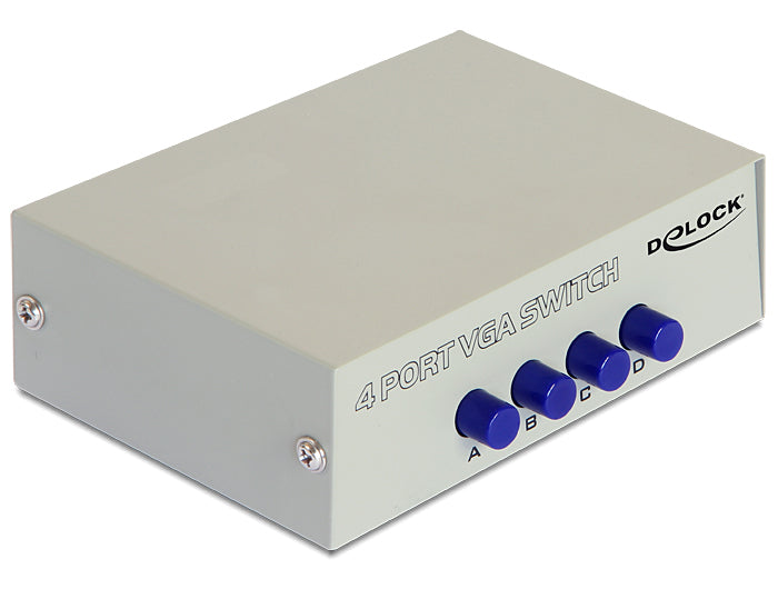 DeLOCK 87635 – VGA Switchbox, 4× VGA In / 1× VGA Out, max. Auflösung 1920×1440, für PCs/Monitore mit VGA