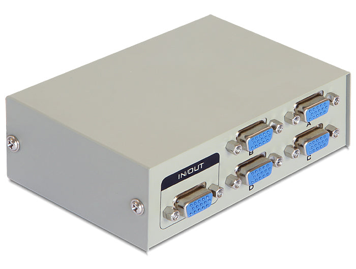 DeLOCK 87635 – VGA Switchbox, 4× VGA In / 1× VGA Out, max. Auflösung 1920×1440, für PCs/Monitore mit VGA
