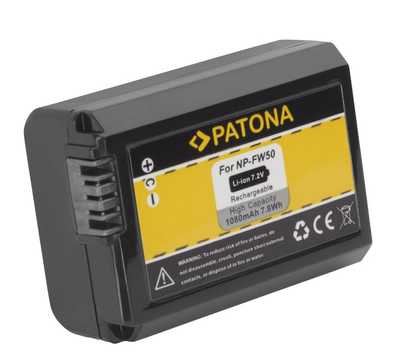 PATONA NP-FW50 Akku – 950 mAh, 7,2 V – für Sony Alpha 7, 6300, 5100 und andere
