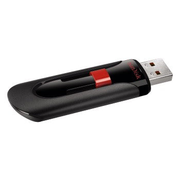 SanDisk Cruzer Glide USB-Stick 128 GB – USB-A, USB 2.0, 128-Bit AES, Diamant, Schwarz/Rot