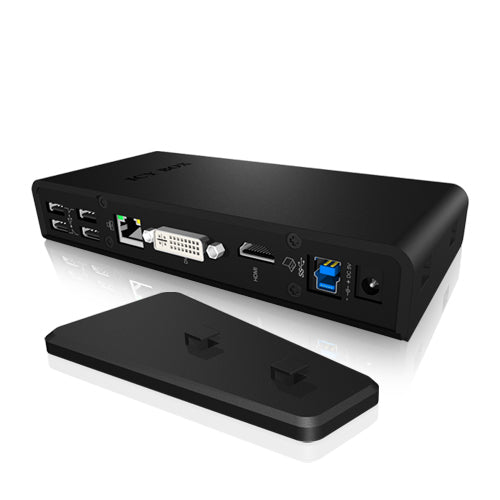 ICY BOX IB-DK2241AC Dockingstation – USB-A, 1× HDMI, 1× DVI, GbE, 3,5 mm Audio, für Windows/Mac