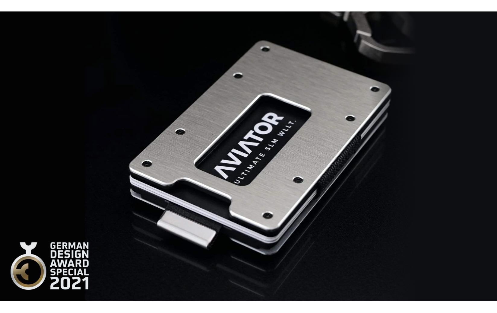 Aviator Wallet AVIATOR – Kartenetui – RFID-Schutz – für 20 Karten, 85,6×10,5×54 mm – Silber – Aluminium
