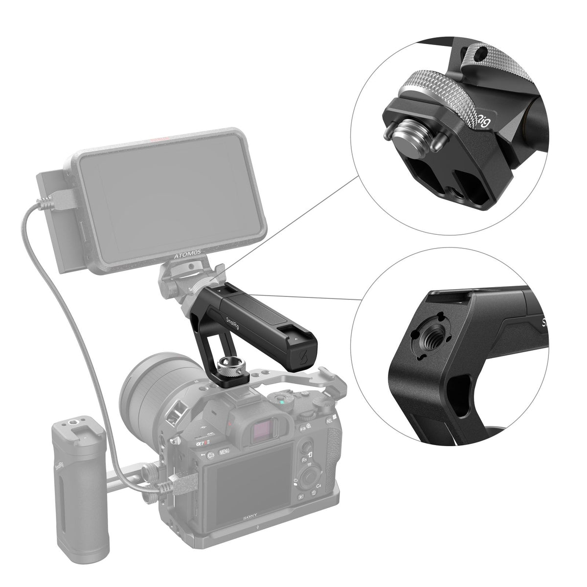 SmallRig ARRI Locating Top Handle 4757 – Oberer Griff – für Kamerakäfige mit ARRI-Schnittstelle oben – Schwarz