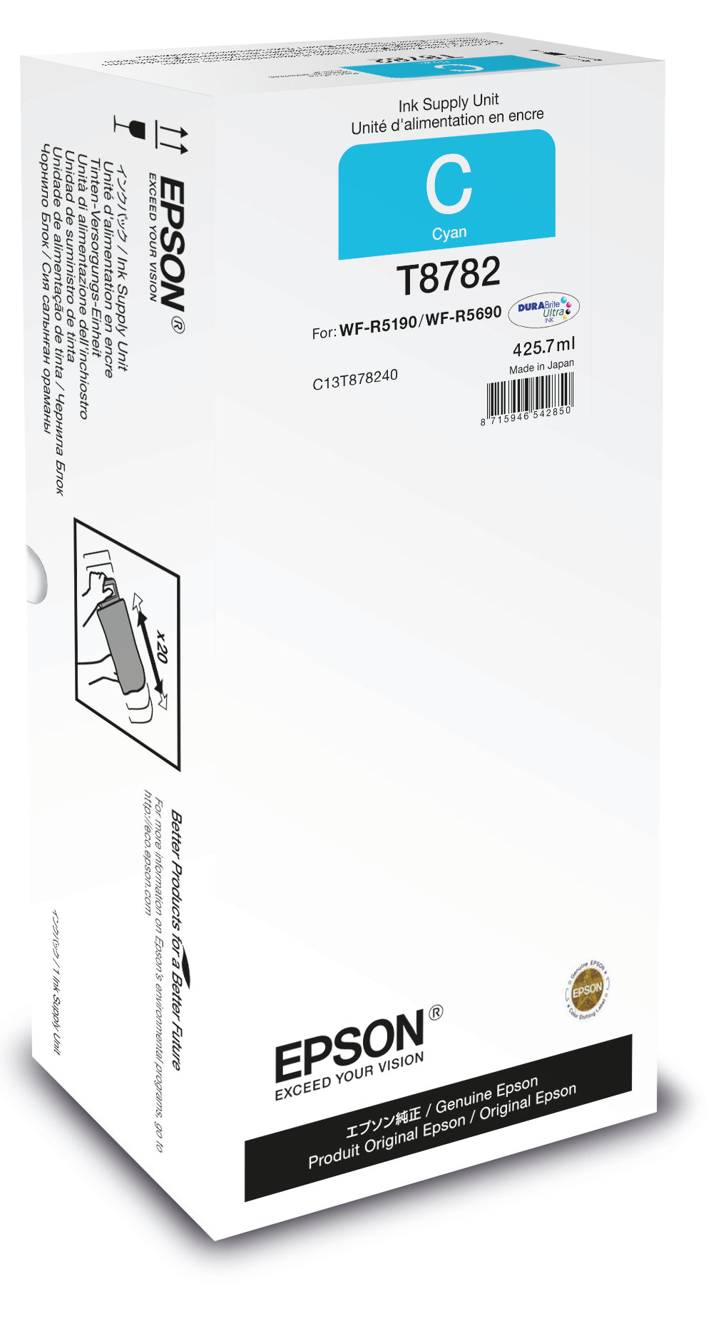Epson Tintenpatrone T878240, Cyan, XXL, 50'000 Seiten – für WF-R5000