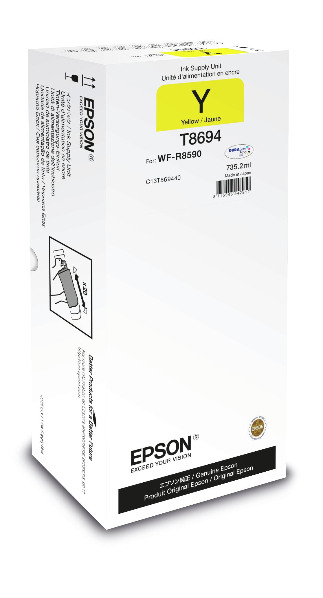 Epson Tintenpatrone T869440, Gelb, XXL, 75'000 Seiten, Original – für WorkForce Pro WF-R8590