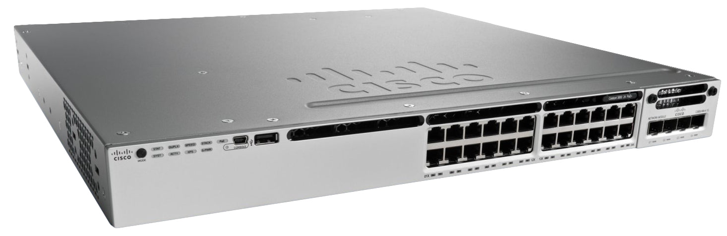 Cisco Catalyst 3850 – Managed Switch – 24×GbE, L3, PoE, 1U