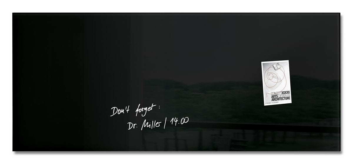 Sigel Whiteboard – 130 × 55 cm, Glas, magnetisch, Wandmontage, inkl. Magnete, Montagesatz, Magnetwürfel