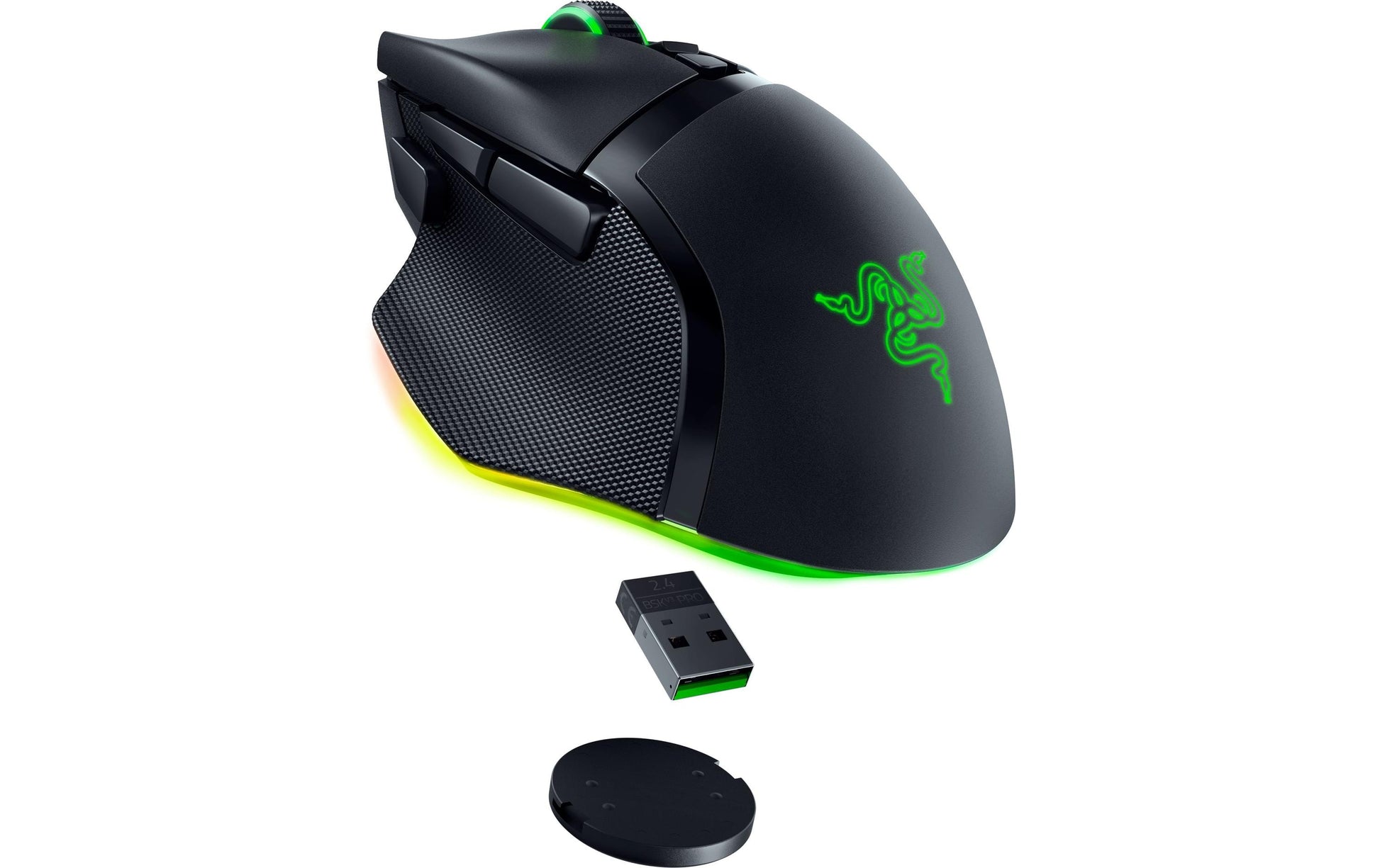 Razer Basilisk V3 Pro – Gaming-Maus – Kabellos (Bluetooth/2,4 GHz), 30000 DPI, Rechts, Schwarz