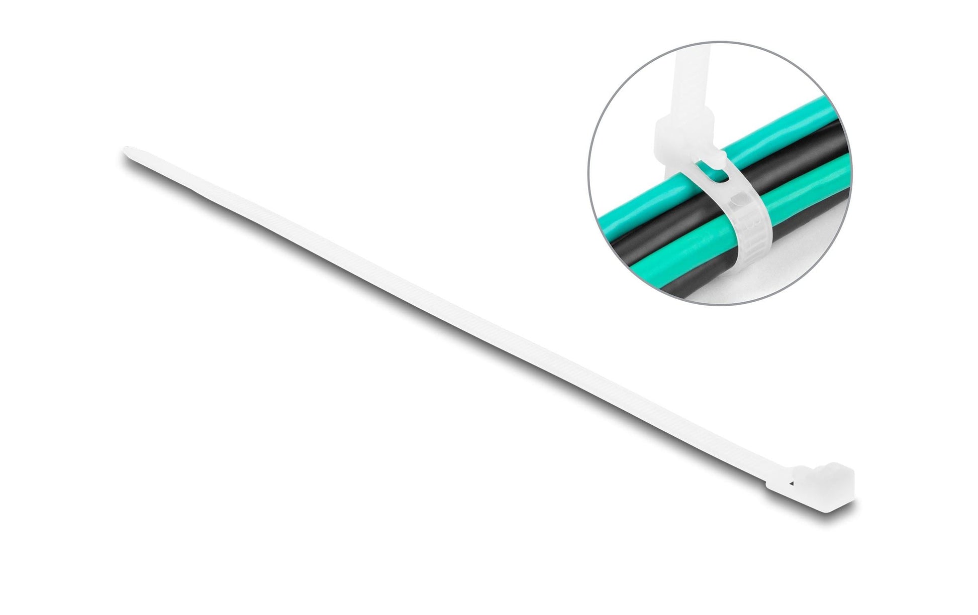 DeLOCK Klettkabelbinder 4,8×200 mm, 100er-Pack – Weiss