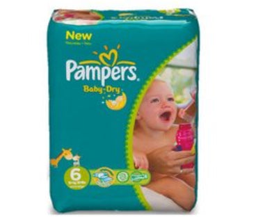 Pampers Babywindeln Baby Dry – Gr. 6 (13–18 kg) – 124 Stk – weiss