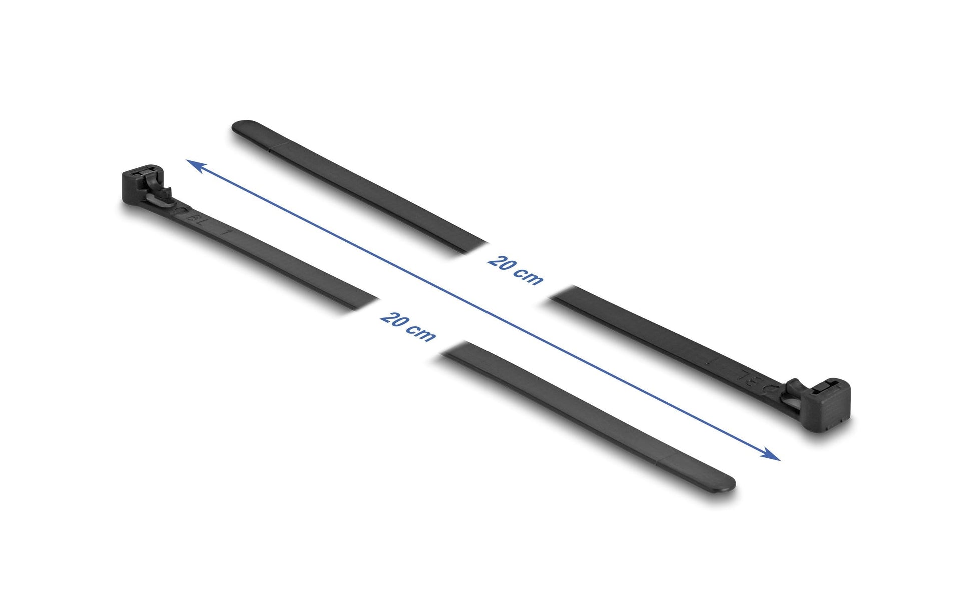 DeLOCK Klettkabelbinder, 150 mm × 7,5 mm, 100er-Pack – schwarz
